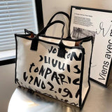 Vintage Print Women Handbag Canvas Shopping Bag Large Capacity