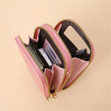 Women's Leather Shoulder Bag with Touch Screen Cell Phone Purse