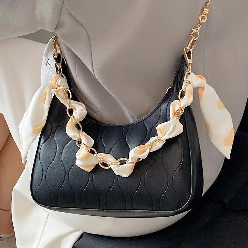Leather Shoulder Crossbody Bags for Women Chain Underarm Sac A Main