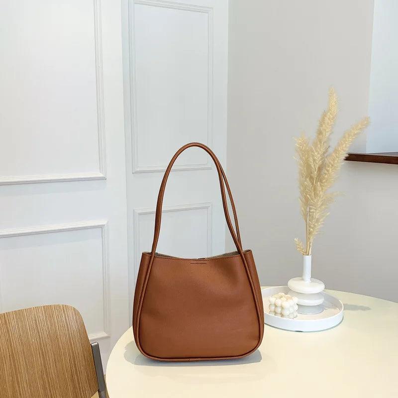 One Shoulder Bag Women Large Capacity Soft Leather Tote Handbag