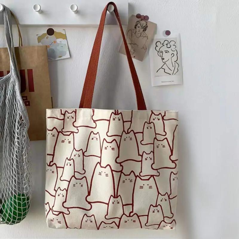 Canvas Women Handbag Shoulder Bag Print Ladies Shopping Bags Cotton Cloth Fabric