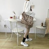 Women Canvas Shoulder Tote Bag Fluffy Floral Handbags Large Capacity