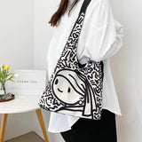 Japanese Anime Print Canvas Tote Bag Women Shopper Bag Girl Shoulder Handbag