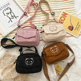 Harajuku Corduroy Messenger Bag Small Shoulder Travel Purses Handbags