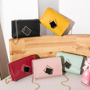 Sweet Small Square Bag Crossbody Messenger Bag with Chain Magnetic Buckle