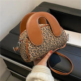 Leopard Print Crossbody Shoulder Bag with Top Handle Strap