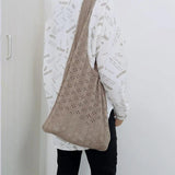 Large Capacity Hollow Woven Shoulder Bag for Women