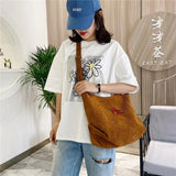 Striped Corduroy Crossbody Shoulder Bag Eco Cloth Purse