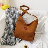 Striped Corduroy Crossbody Shoulder Bag Eco Cloth Purse