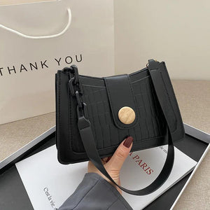Retro Women's Chain Small Shoulder Bag PU Leather Armpit Bag Tote Purse Handbags