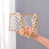 Orange Clutch Purse Acrylic Bag Chain Crossbody Clear Women's Handbags