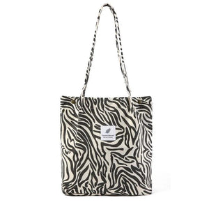 Corduroy Shoulder Bag Girl Canvas Tote Eco Grocery Reusable Foldable