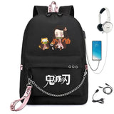 Demon Slayer Kimetsu no Yaiba Nylon Backpack Schoolbag Casual USB