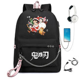 Demon Slayer Kimetsu no Yaiba Nylon Backpack Schoolbag Casual USB