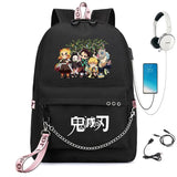 Demon Slayer Kimetsu no Yaiba Nylon Backpack Schoolbag Casual USB