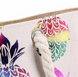 Printed Flowers Large Size Beach Canvas Shoulder Bags