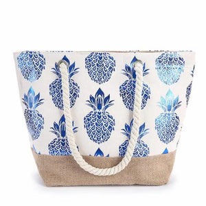 Printed Flowers Large Size Beach Canvas Shoulder Bags