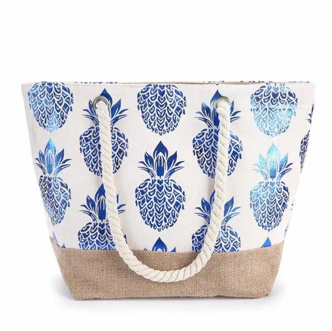 Printed Flowers Large Size Beach Canvas Shoulder Bags