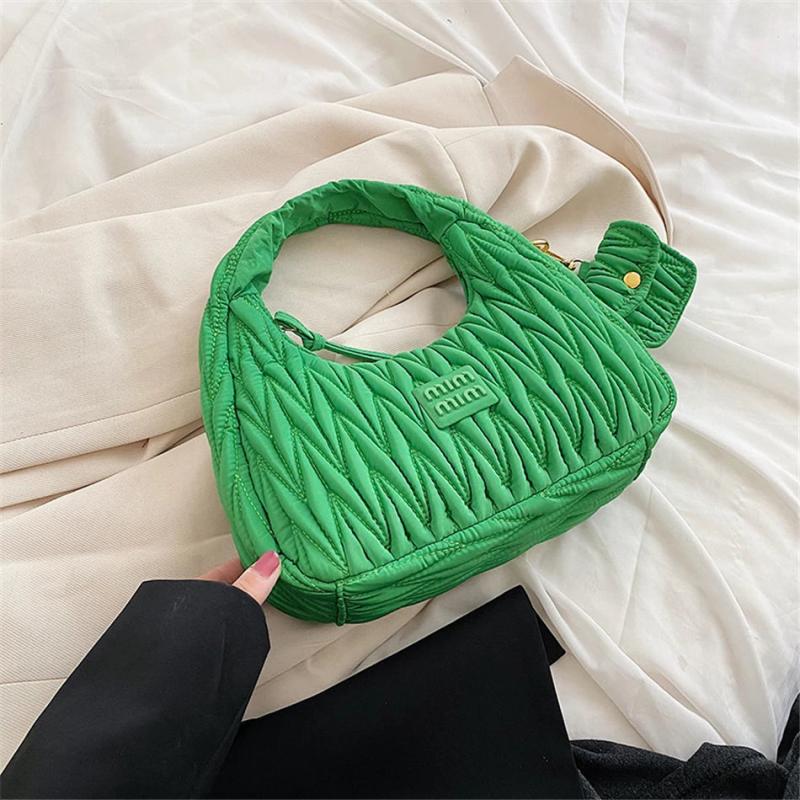 2 Sets Women's Half Moon Bag Purses & Handbags Quilted Cloth Fabric