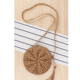 Rattan Woven Round Women Straw Bag Handbag Knit Summer Beach Bag