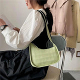 Women Solid Shoulder Handbags Stone Pattern PU Leather Hobos Bags