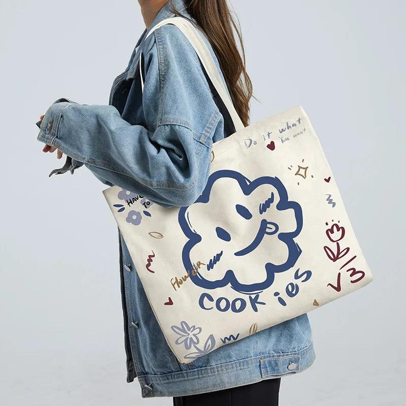 Women Canvas Eco Reusable Shopping Bags Foldable Large Handbags