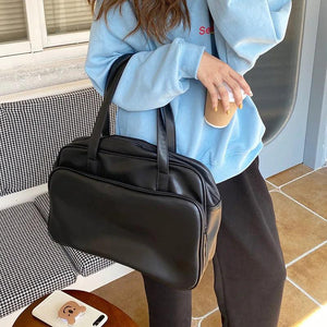 Retro One Shoulder Bag Women's Large Capacity PU Leather Travel Multi-function