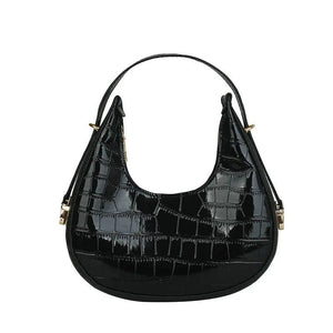 Crocodile Pattern One Shoulder Crescent Bag Women's Handbag