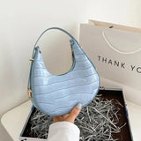 Crocodile Pattern One Shoulder Crescent Bag Women's Handbag
