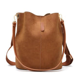 Matte Faux Leather Bucket Shoulder Bag Tote Large Capacity Crossbody Purse