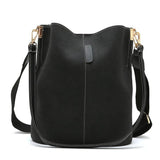 Matte Faux Leather Bucket Shoulder Bag Tote Large Capacity Crossbody Purse