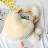 AiZhu Heart Shaped Shoulder Bag Clutch Purse Plush Ladies Handbag