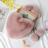 AiZhu Heart Shaped Shoulder Bag Clutch Purse Plush Ladies Handbag