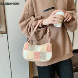Woolen Square Tote Bag Chain Female Handbag
