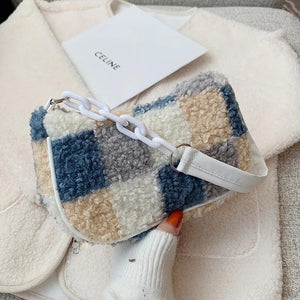 Woolen Square Tote Bag Chain Female Handbag
