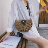 Boho Braided Rattan Clutch Bag, Summer Shoulder Messenger Handbag