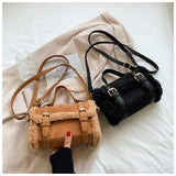 Plush Small Square Shoulder Bag for Women