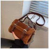 Plush Small Square Shoulder Bag for Women