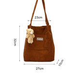 Geestock Corduroy Shoulder Bag for Women Reusable Shopping Tote Handbag