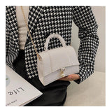Women's Sloping Bag PU Leather Stone Patterned Small Square Bag