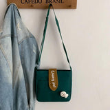 Canvas Cartoon Pendant Shoulder Bag for Women Girls