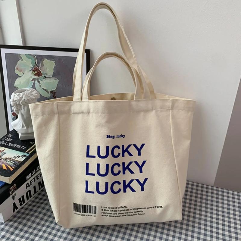 Canvas Tote Bag Casual Shoulder Handbags High-Capacity Girls Bag