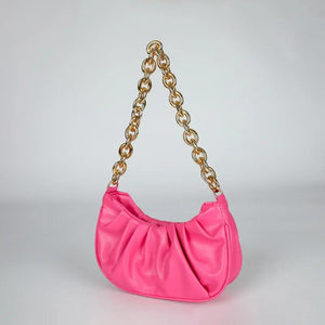 Vintage Women PU Handbags Solid Folds Chain Square Shoulder Office Lady Bag