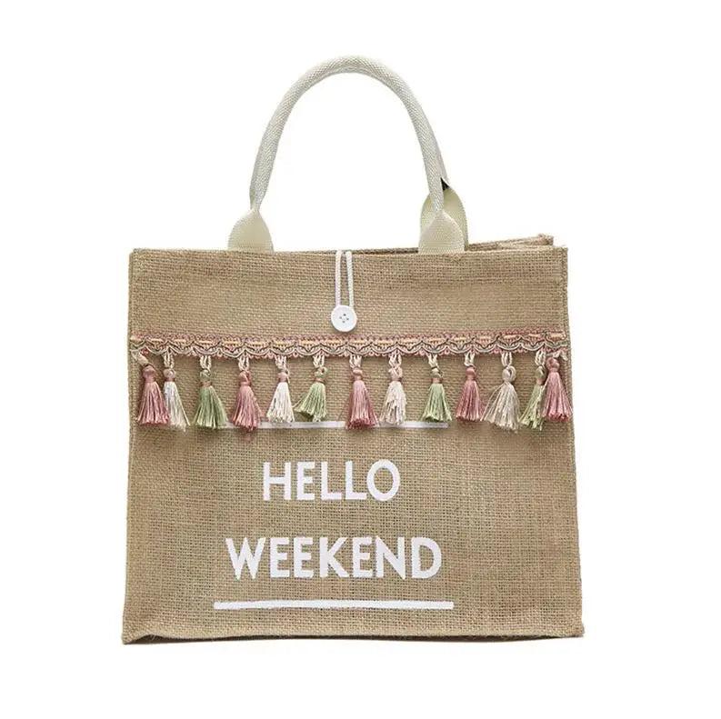 Large Capacity Tassel Shoulder Bag for Summer Beach
