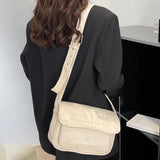 Embroidered Rhombus Flap Crossbody Bag