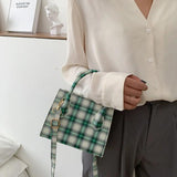Plaid Tote Bag Women PU Leather Handbag Shoulder Crossbody Travel Purse