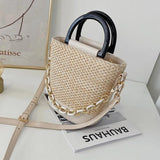 Summer Straw Tote Bucket Bag for Women