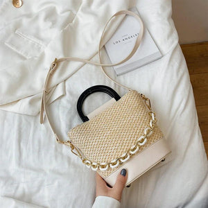 Summer Straw Tote Bucket Bag for Women