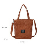 Buylor Crossbody Bag Corduroy Tote Bag Striped Cloth Shoulder Bag