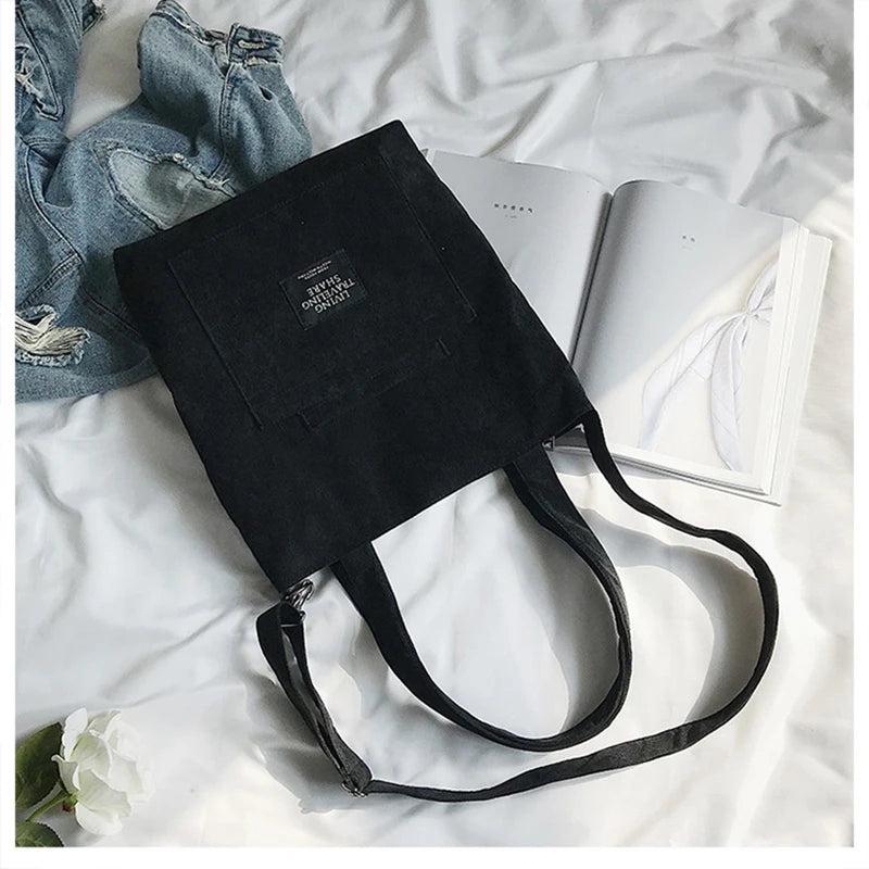 Buylor Crossbody Bag Corduroy Tote Bag Striped Cloth Shoulder Bag